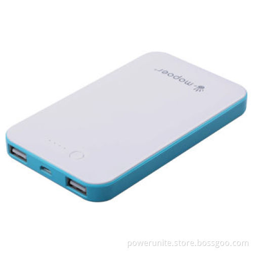 Dual USB port Li-Polymer battery cell mobile power bank with 8,000mAh capacity
